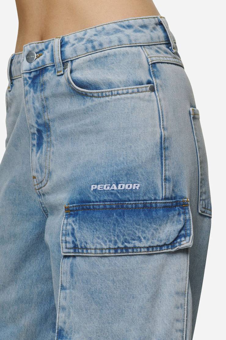 Pegador Celina High Waist Cargo Jeans Washed Pale Blue Günstig kaufen