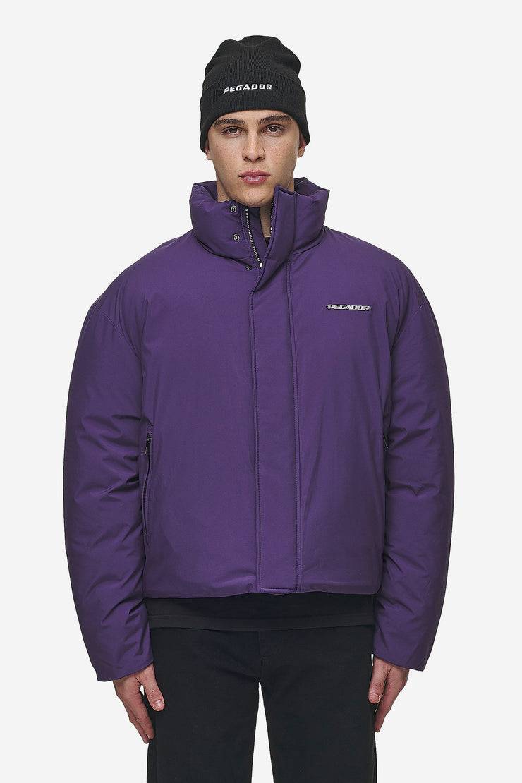 Pegador Lavoy Cropped Boxy Puffer Jacket Deep Purple Online Outlet