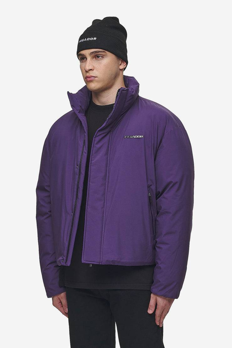 Pegador Lavoy Cropped Boxy Puffer Jacket Deep Purple Online Outlet