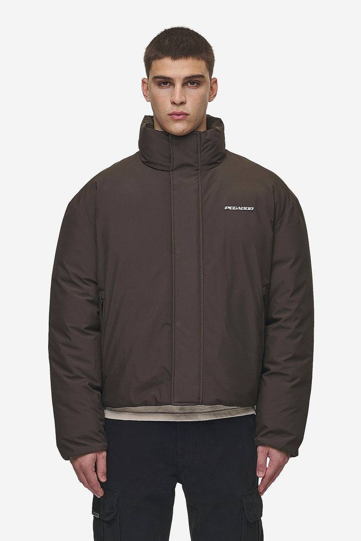 Pegador Lavoy Cropped Boxy Puffer Jacket Dark Brown Exklusive Angebote