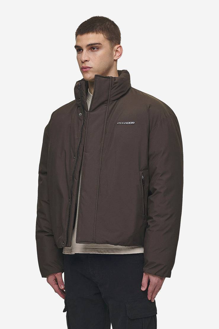 Pegador Lavoy Cropped Boxy Puffer Jacket Dark Brown Exklusive Angebote