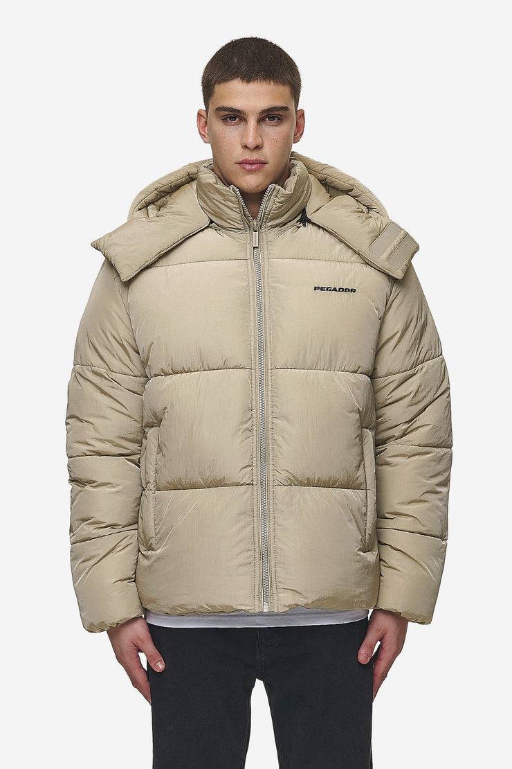 Pegador Marten Crushed Puffer Jacket Beige Bestseller