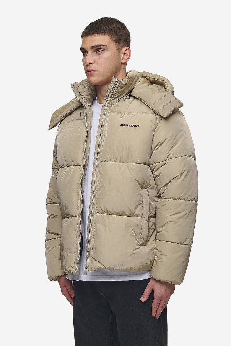Pegador Marten Crushed Puffer Jacket Beige Bestseller