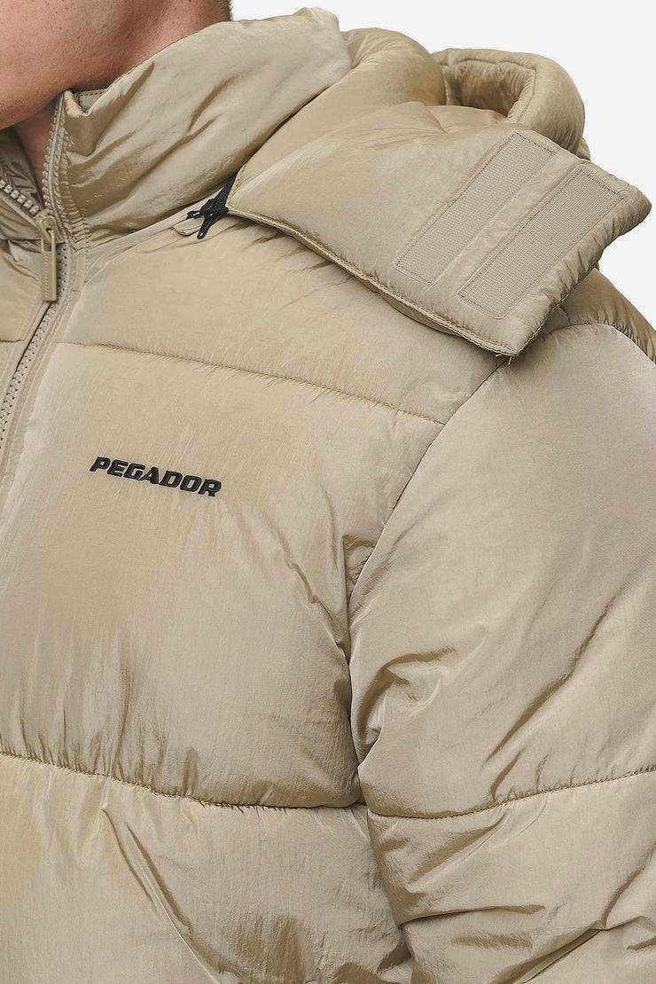 Pegador Marten Crushed Puffer Jacket Beige Bestseller