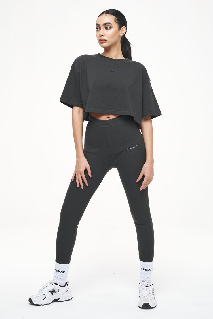 Pegador Layla Oversized Cropped Tee Vintage Washed Iron Grey Gum Günstig kaufen