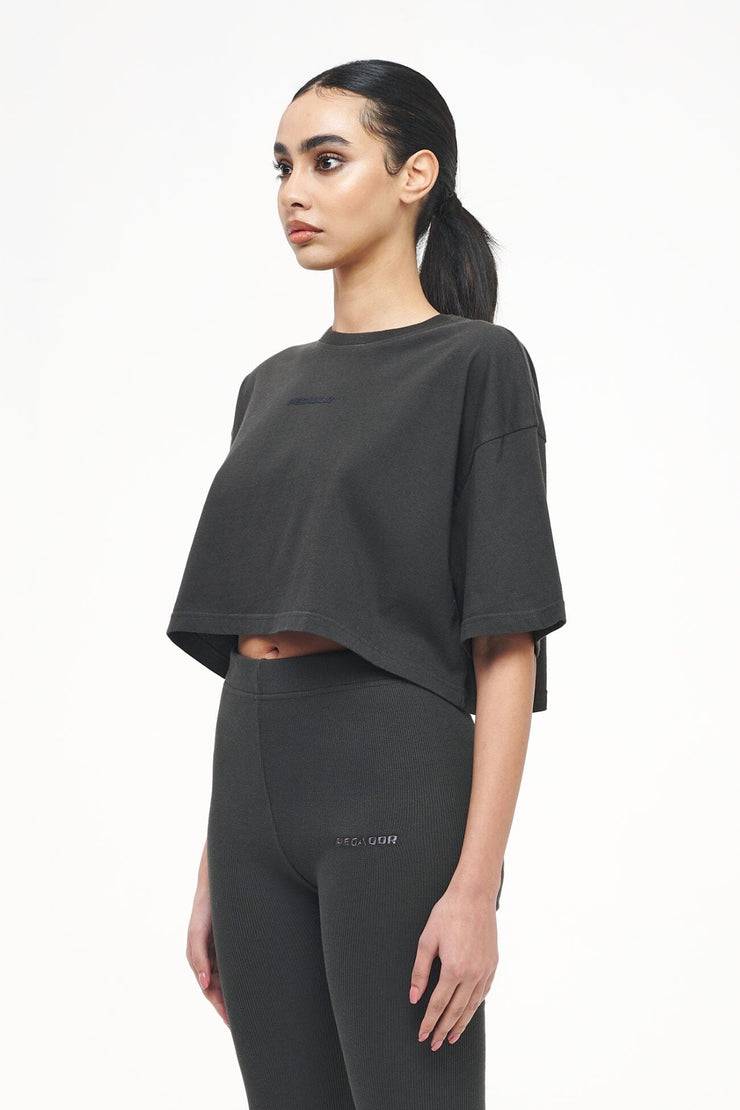 Pegador Layla Oversized Cropped Tee Vintage Washed Iron Grey Gum Günstig kaufen