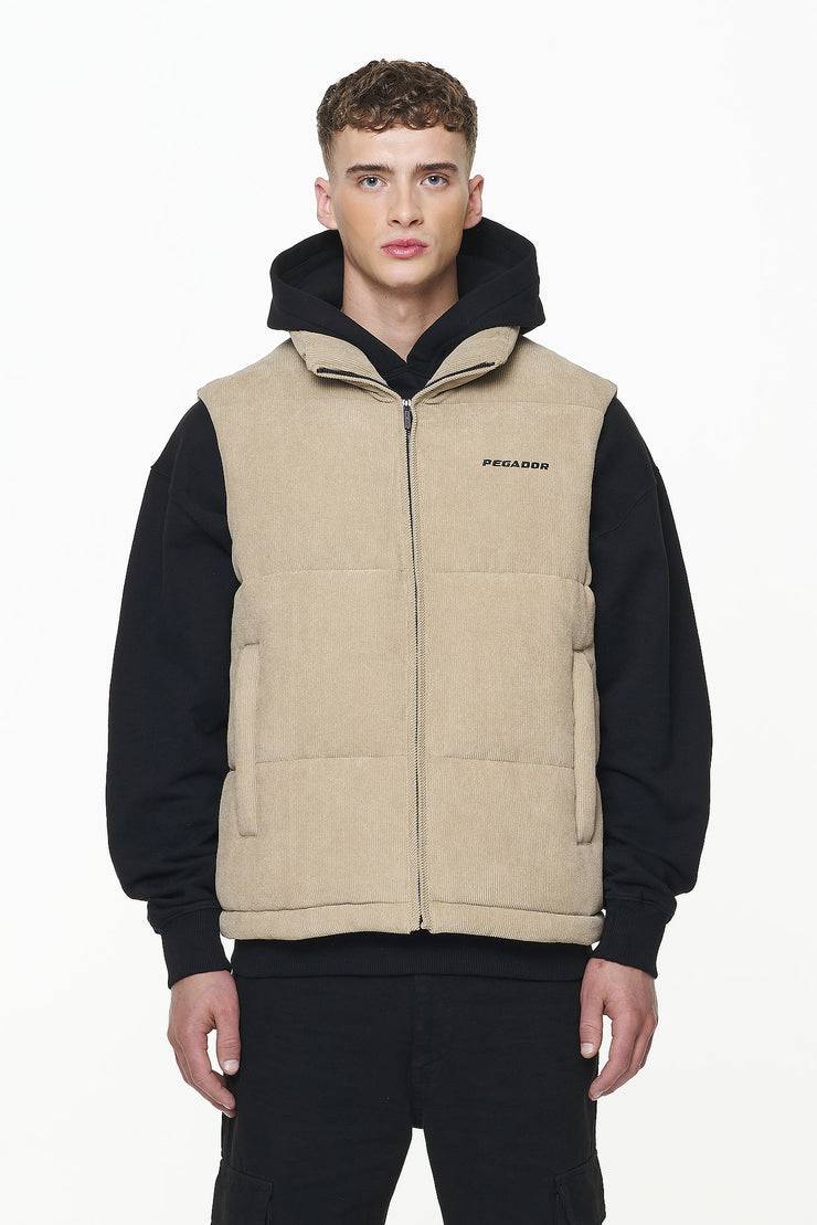 Pegador Bardon Cord Puffer Vest Sand Vatertagsangebot