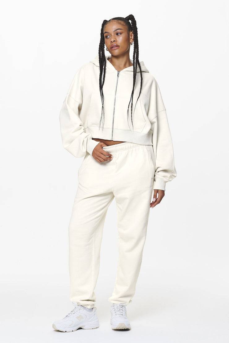 Pegador Marla Cropped Zip Hoodie Washed Salty Cream Gum Hotsell