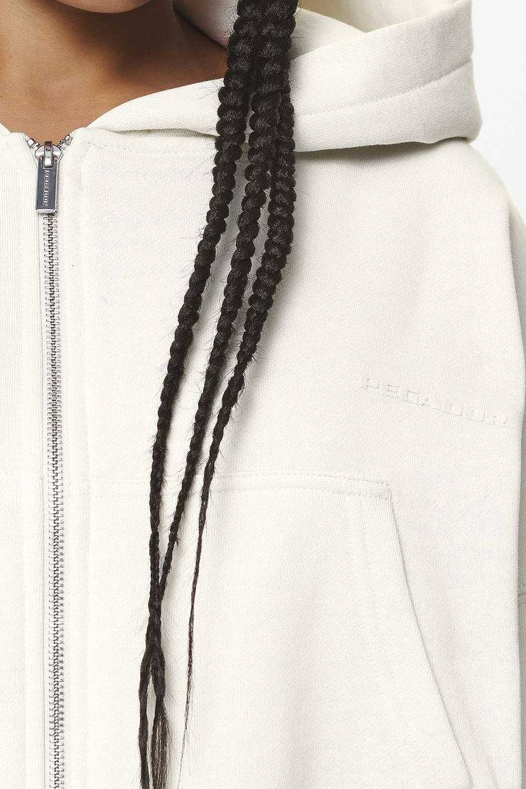Pegador Marla Cropped Zip Hoodie Washed Salty Cream Gum Hotsell