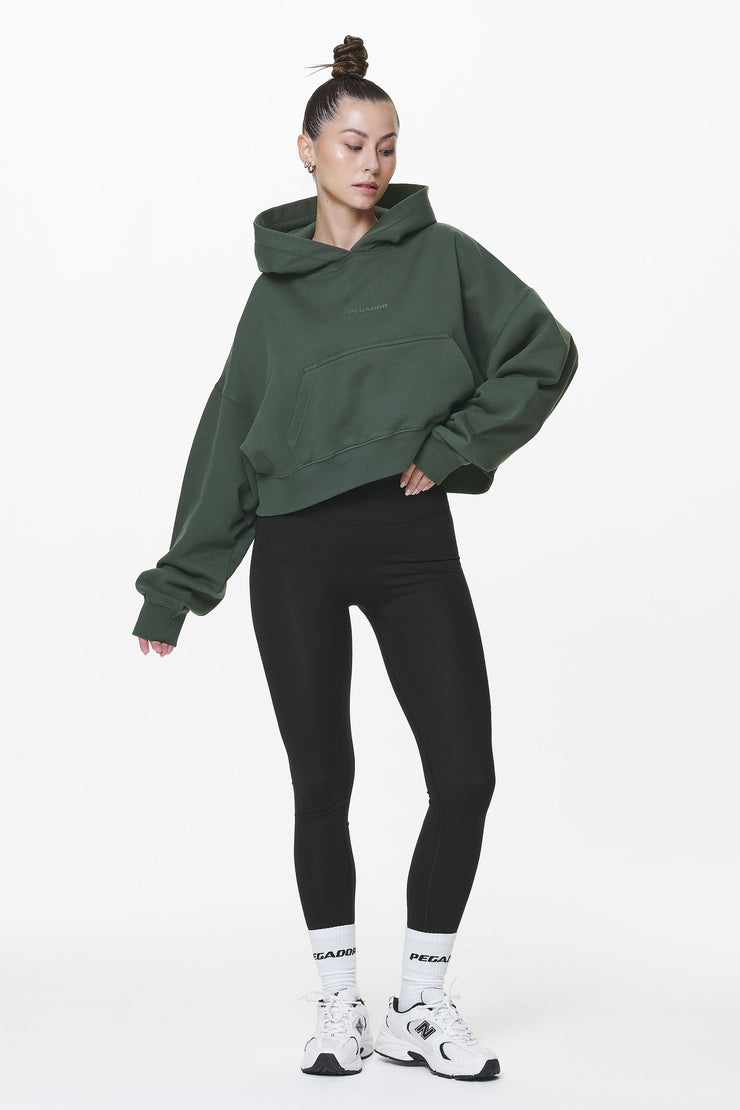 Pegador Salita Oversized Cropped Hoodie Washed Sage Green Gum Fabrikverkauf