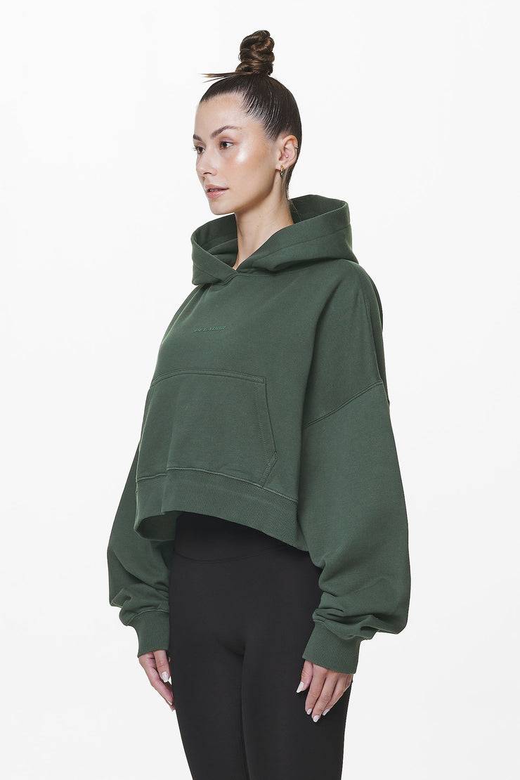 Pegador Salita Oversized Cropped Hoodie Washed Sage Green Gum Fabrikverkauf