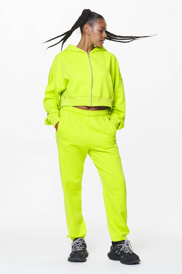 Pegador Marla Cropped Zip Hoodie Washed Lime Yellow Gum Sonderangebot