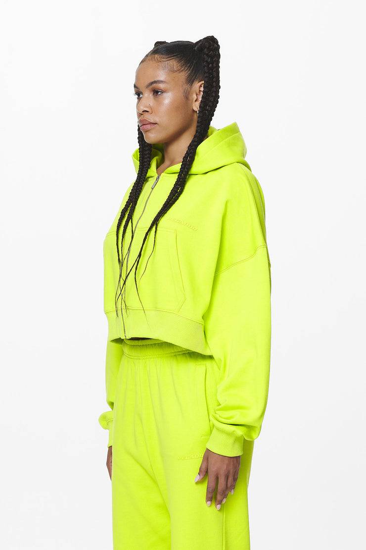Pegador Marla Cropped Zip Hoodie Washed Lime Yellow Gum Sonderangebot