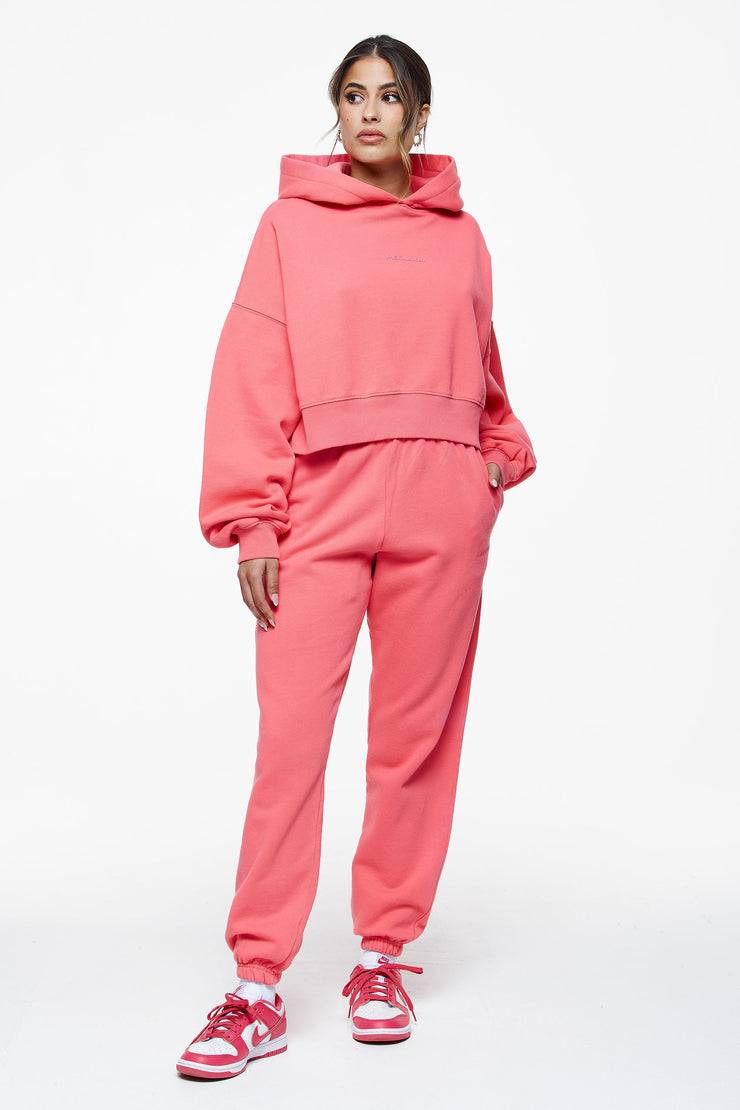 Pegador Salita Oversized Cropped Hoodie Vintage Washed Strawberry Gum Preisnachlass