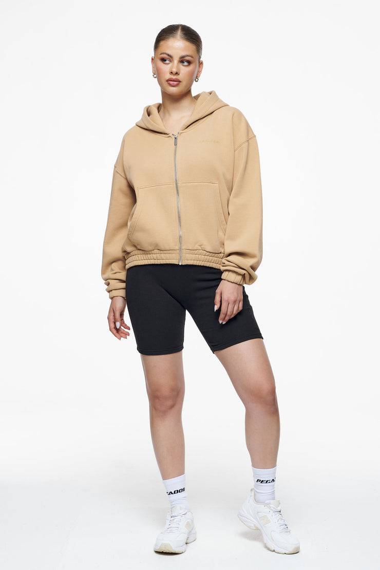 Pegador Valinda Cropped Zip Hoodie Vintage Washed Espresso Gum Kauf eins, bekomm eins gratis