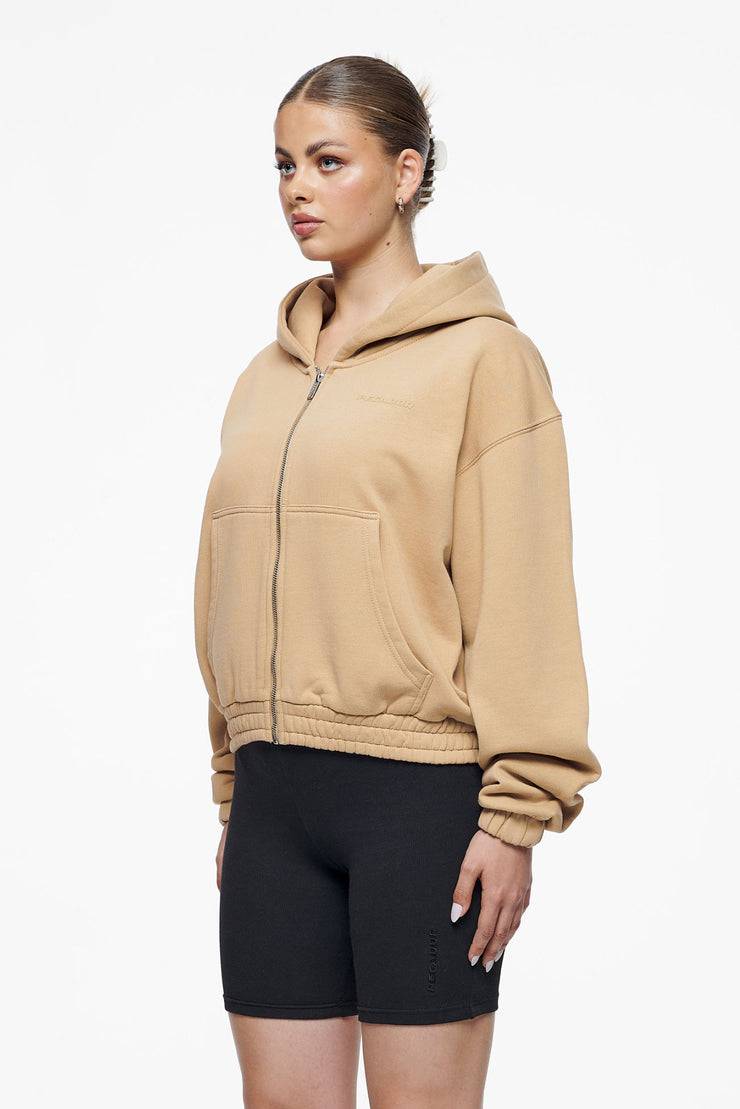 Pegador Valinda Cropped Zip Hoodie Vintage Washed Espresso Gum Kauf eins, bekomm eins gratis