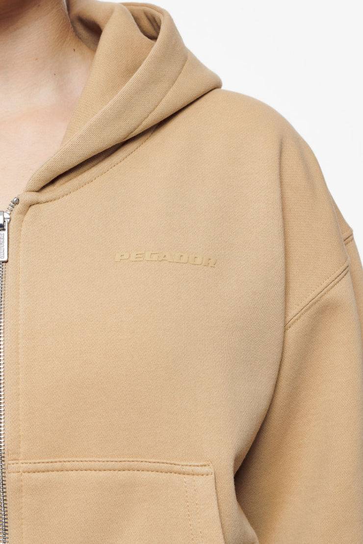 Pegador Valinda Cropped Zip Hoodie Vintage Washed Espresso Gum Kauf eins, bekomm eins gratis