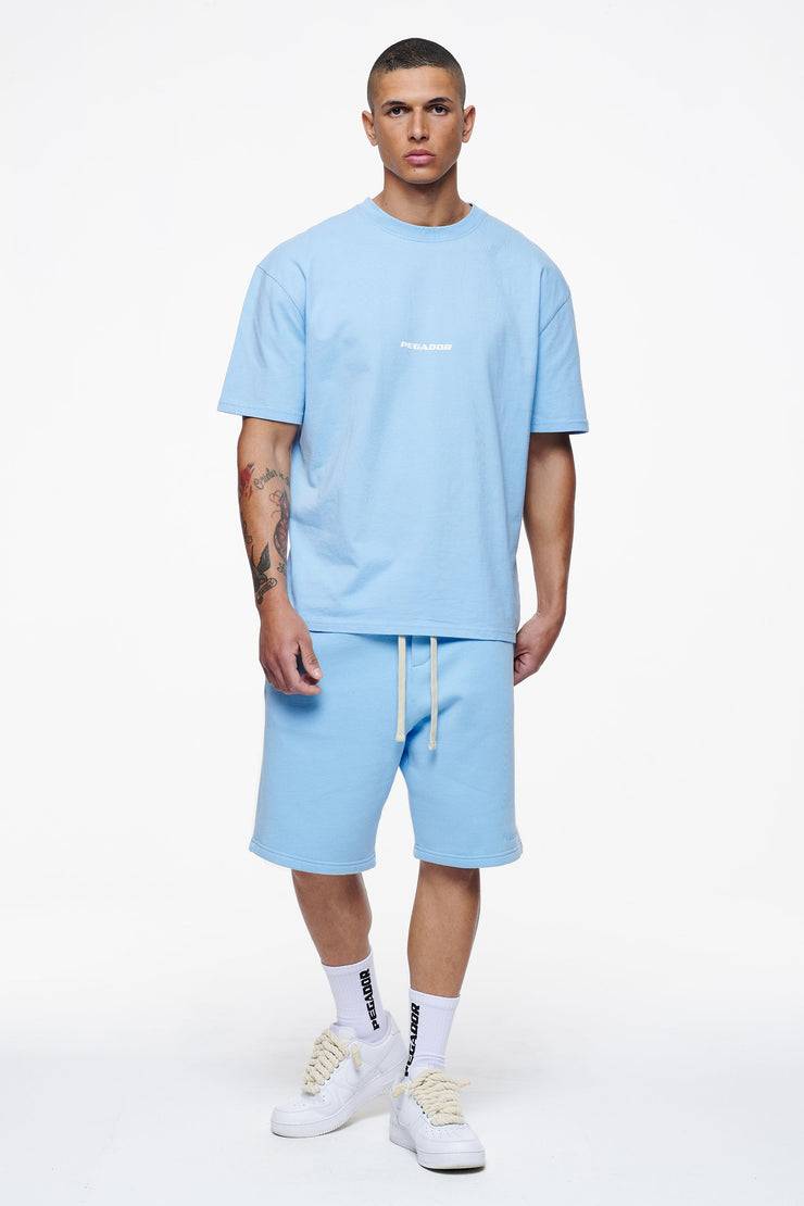 Pegador Logo Heavy Sweat Shorts Vintage Washed Riviera Blue Gum Neueste Stile