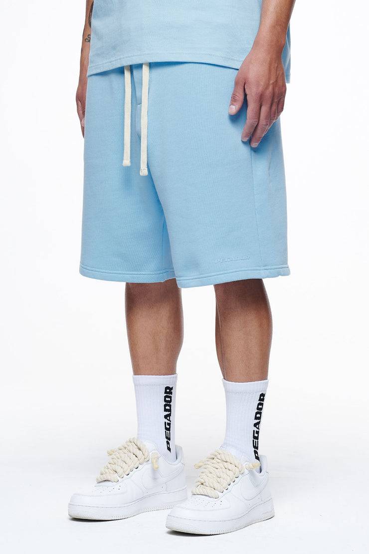 Pegador Logo Heavy Sweat Shorts Vintage Washed Riviera Blue Gum Neueste Stile