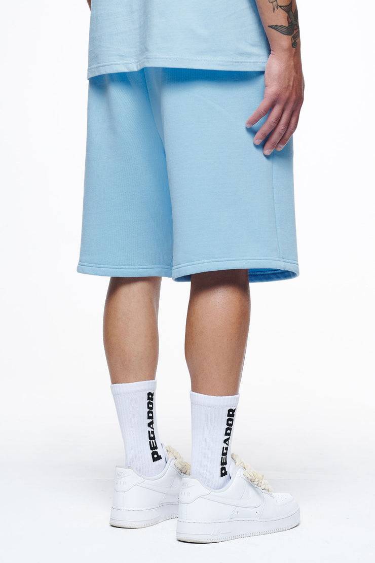 Pegador Logo Heavy Sweat Shorts Vintage Washed Riviera Blue Gum Neueste Stile