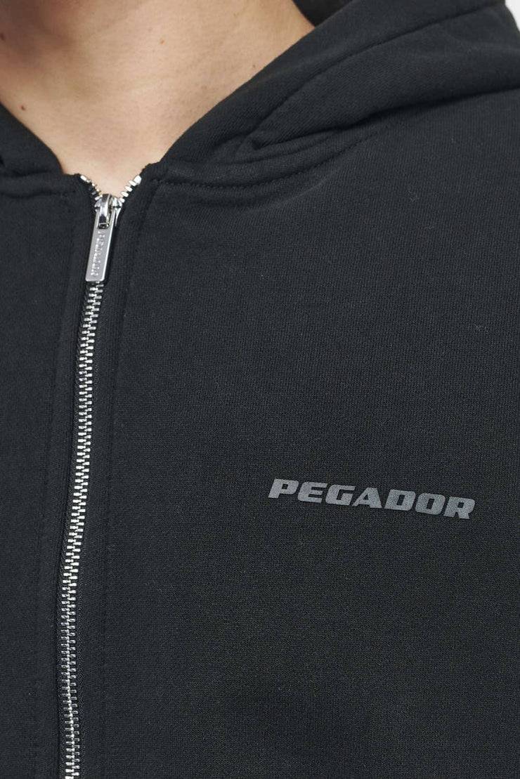 Pegador Logo Oversized Sweat Jacket Vintage Washed Black Ink Gum Bis zu 65% Rabatt