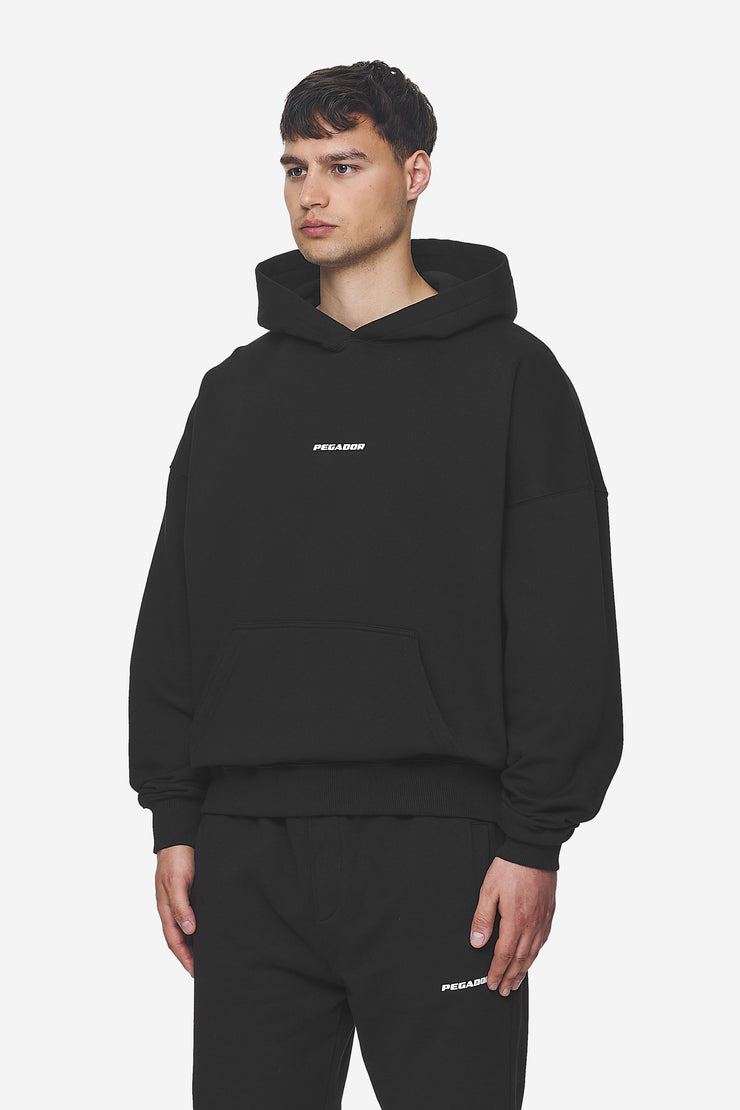 Pegador Logo Boxy Hoodie Washed Black White Gum Fabrikladen