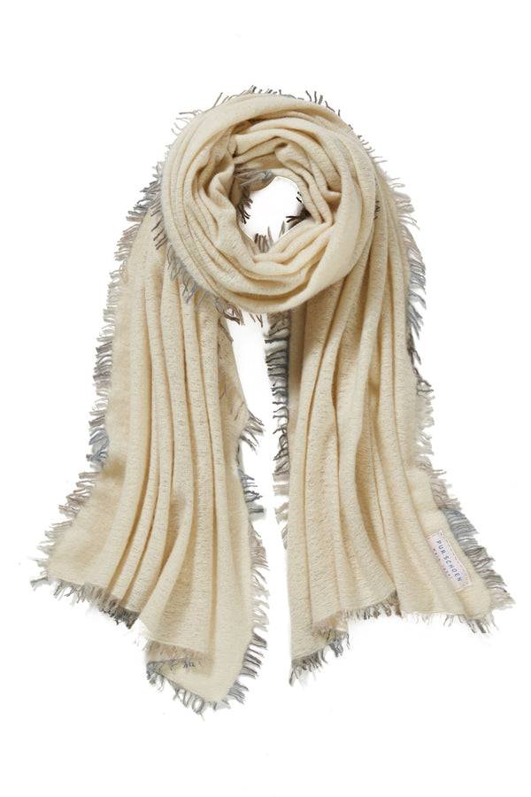 Pur Schoen Schal natural fransen grey Fabrikpreis