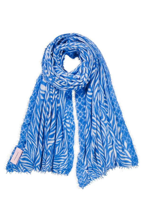 Pur Schoen Schal leafgarden sky blue-natural Fabrikladen