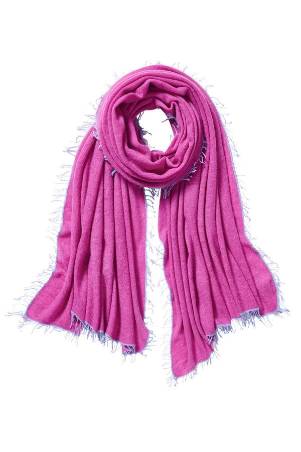 Pur Schoen Schal fuchsia fransen sky blue Vatertagsangebot