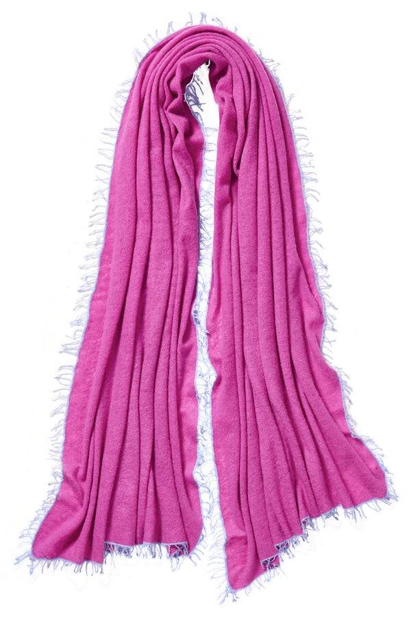 Pur Schoen Schal fuchsia fransen sky blue Vatertagsangebot