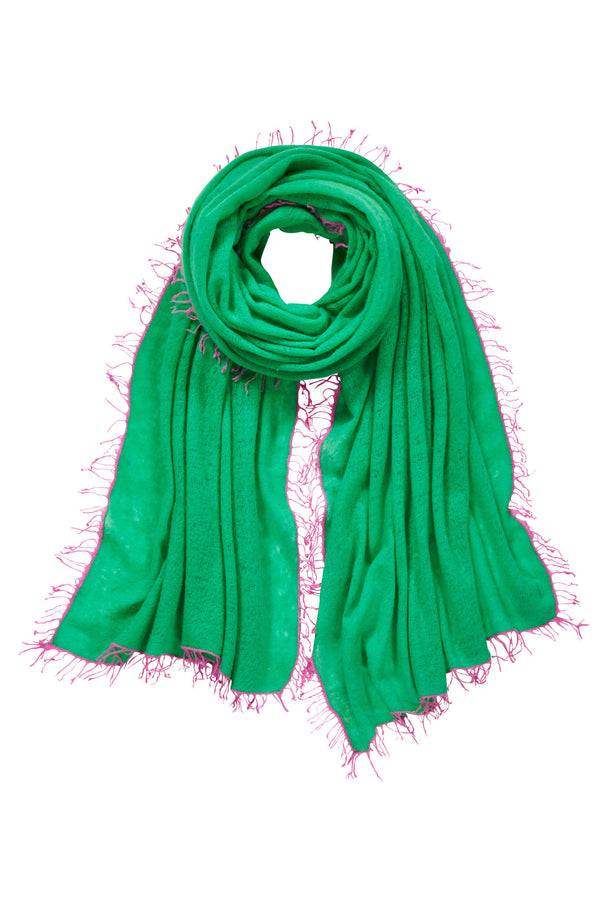 Pur Schoen Schal limette fransen pink Valentinstagsangebot