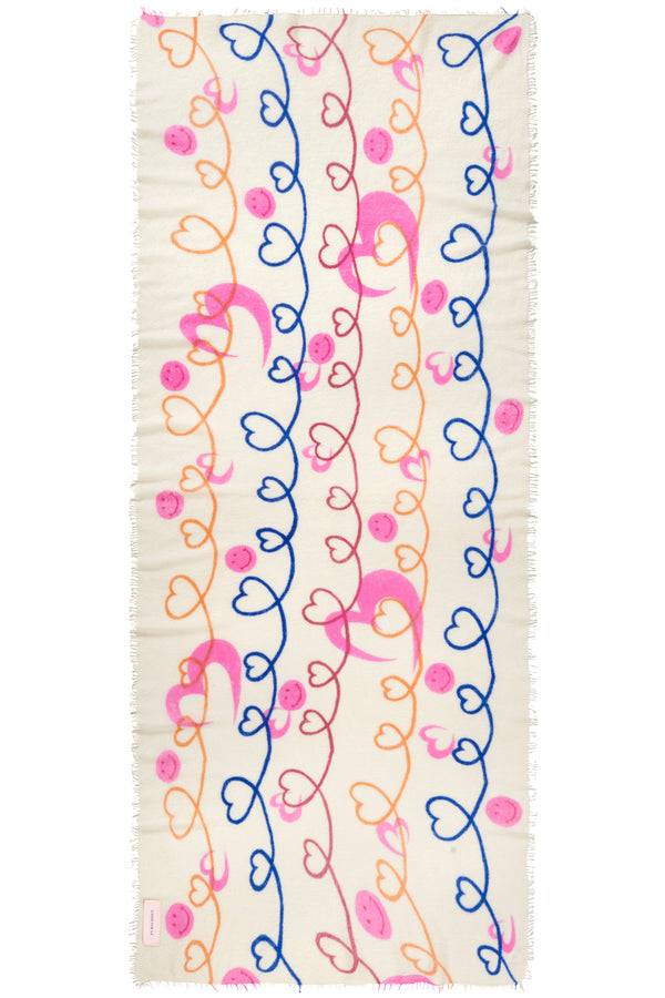 Pur Schoen Schal herzandsmiley natural-royal blue Blitzangebot