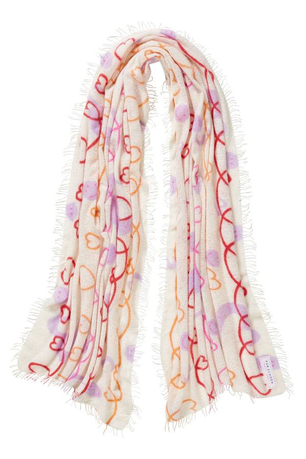 Pur Schoen Schal herzandsmiley weiss-pink Saisonale Angebote