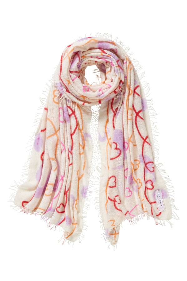 Pur Schoen Schal herzandsmiley weiss-pink Saisonale Angebote