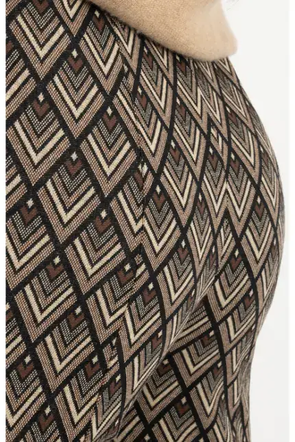 Recover Pants Jacquard-Strickhose Jasmin in SCHWARZ/ BRAUN/ BEIGE Artikelnummer REC-13409-4322-962 Preisnachlass