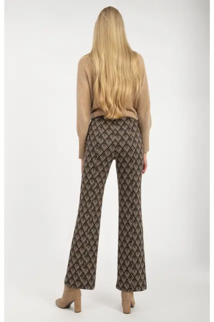 Recover Pants Jacquard-Strickhose Jasmin in SCHWARZ/ BRAUN/ BEIGE Artikelnummer REC-13409-4322-962 Preisnachlass