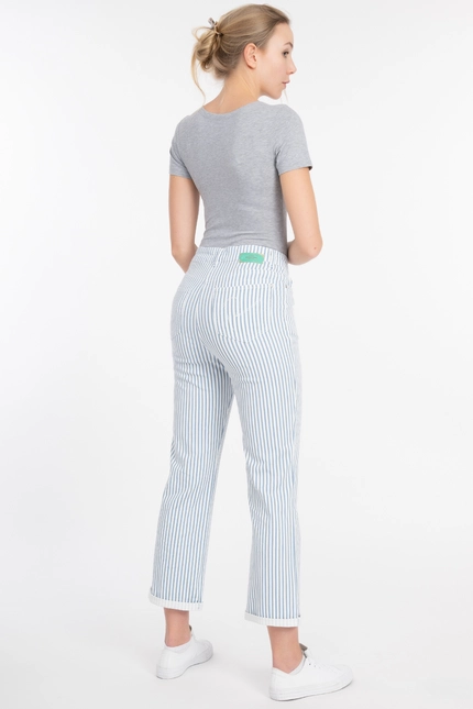 Recover Pants Frieda, Straght-Fit Hose in STREIFEN ECRU/ BLAU Artikelnummer REC-13395-4149-400 Black Friday