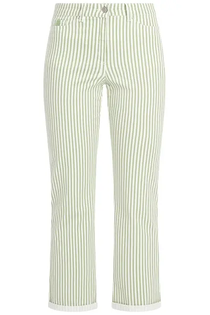 Recover Pants Frieda, Straght-Fit Hose in STREIFEN ECRU/ GRÜN Artikelnummer REC-13395-4149-500 Cyber Monday