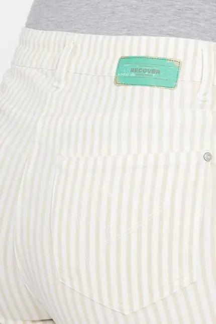 Recover Pants Frieda, Straght-Fit Hose in STREIFEN ECRU/ BEIGE Artikelnummer REC-13395-4149-202 Weihnachtsangebot