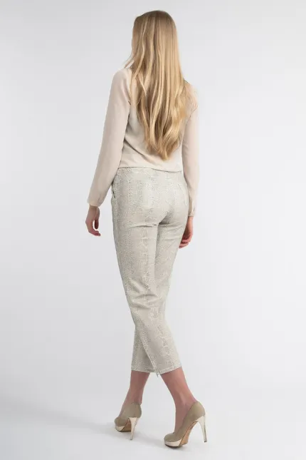 Recover Pants Hose mit Reptilprint in ECRU-ANTHRAZIT Artikelnummer REC-12664-01-4024-183 Nur noch ein Tag übrig