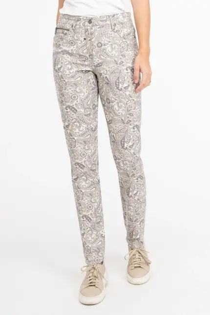 Recover Pants Hose mit Paisleydruck in DRUCK ECRU-BEIGE-ANTHRAZIT Artikelnummer REC-12281-4074-2 Fabrikladen
