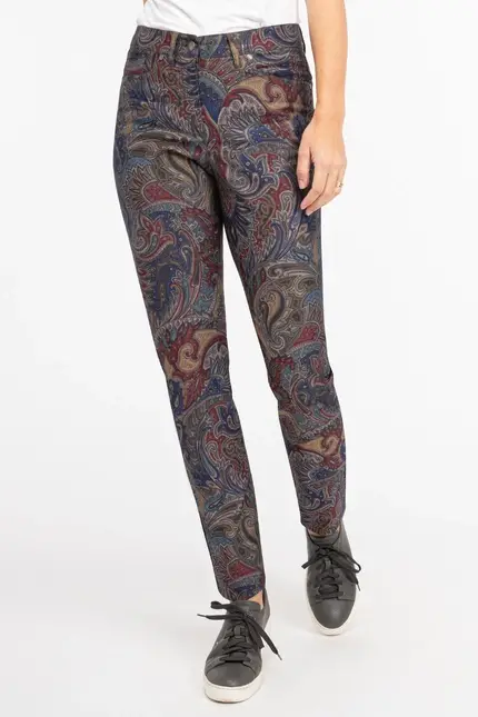 Recover Pants Hose mit Paisleydruck in DRUCK SCHWARZ-ROT-BLAU-BRAUN Artikelnummer REC-12563-4070-9 Outlet