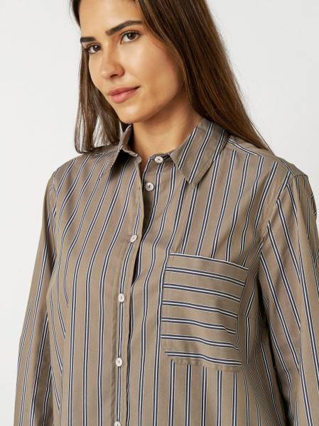 TONI Fashion Style »Alma« taupe/blue Gestreifte Hemdbluse Online Outlet