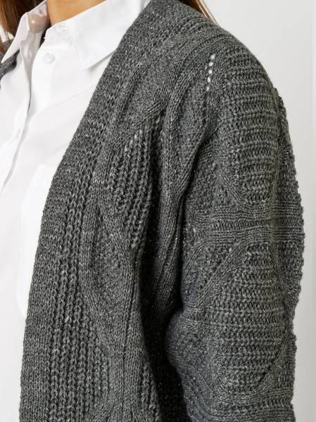 TONI Fashion Style »Haifa« grey/silver Ajour-Cardigan mit Effektgarn Sonderangebote