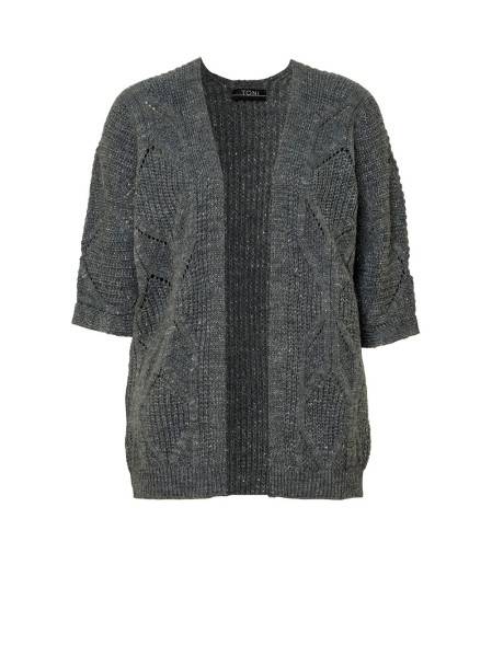 TONI Fashion Style »Haifa« grey/silver Ajour-Cardigan mit Effektgarn Sonderangebote