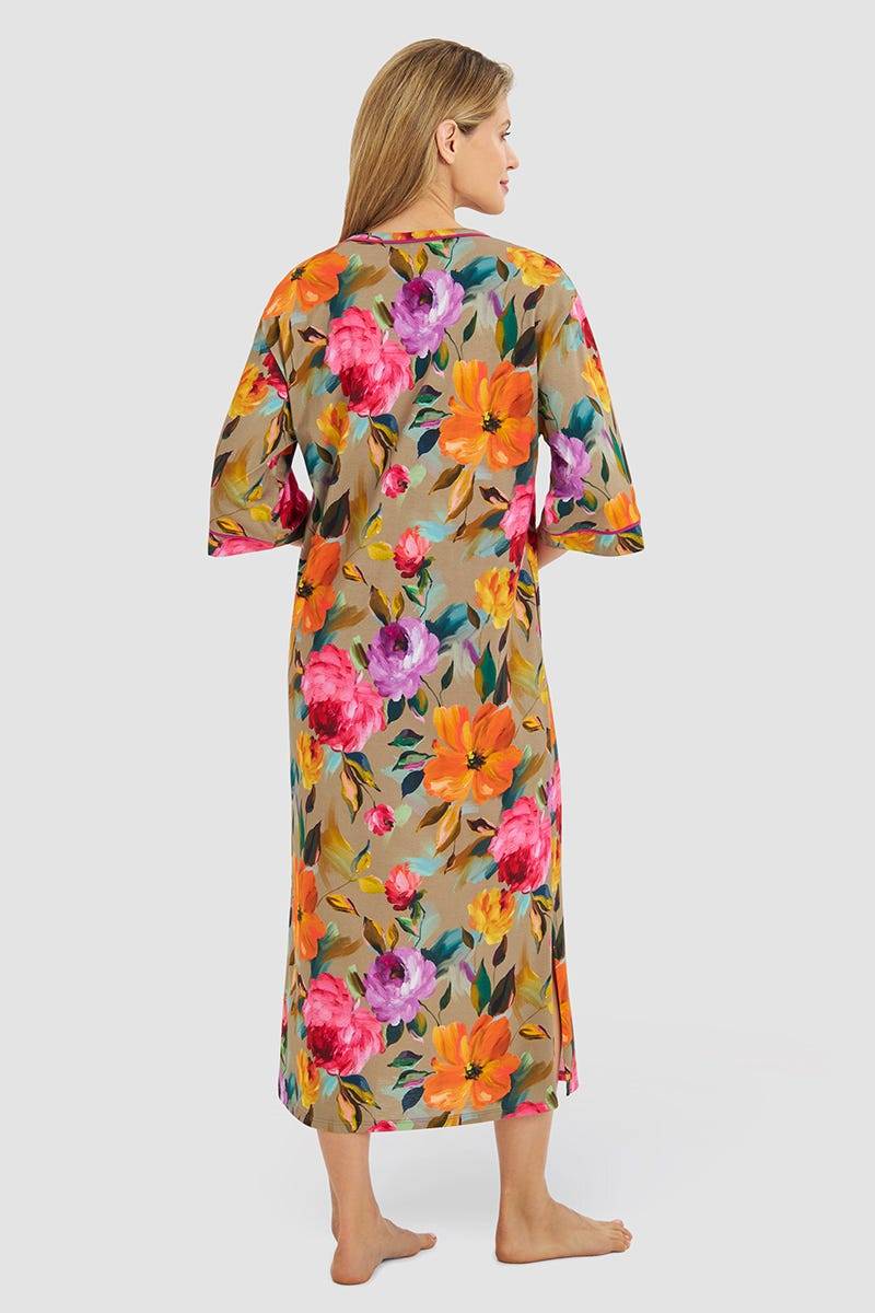 ﻿Rösch Nachthemd im Aquarell-Blüten-Druck Maxi-Länge Baumwolle/Modal Begrenztes Angebot