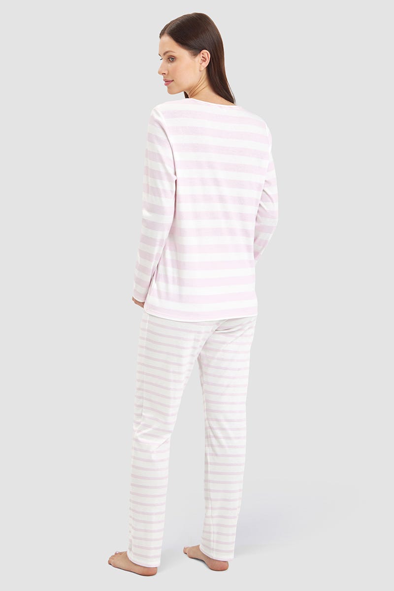 Rösch Pyjama im Ringeldruck Rosa 100% Baumwolle Heißer Verkauf