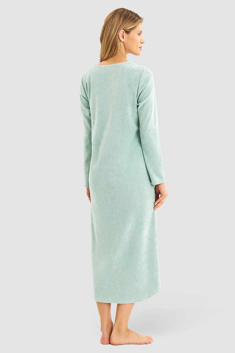 Rösch Hauskleid aus Frottee in Mintgrün Maxilänge Baumwolle/Polyester Online Outlet