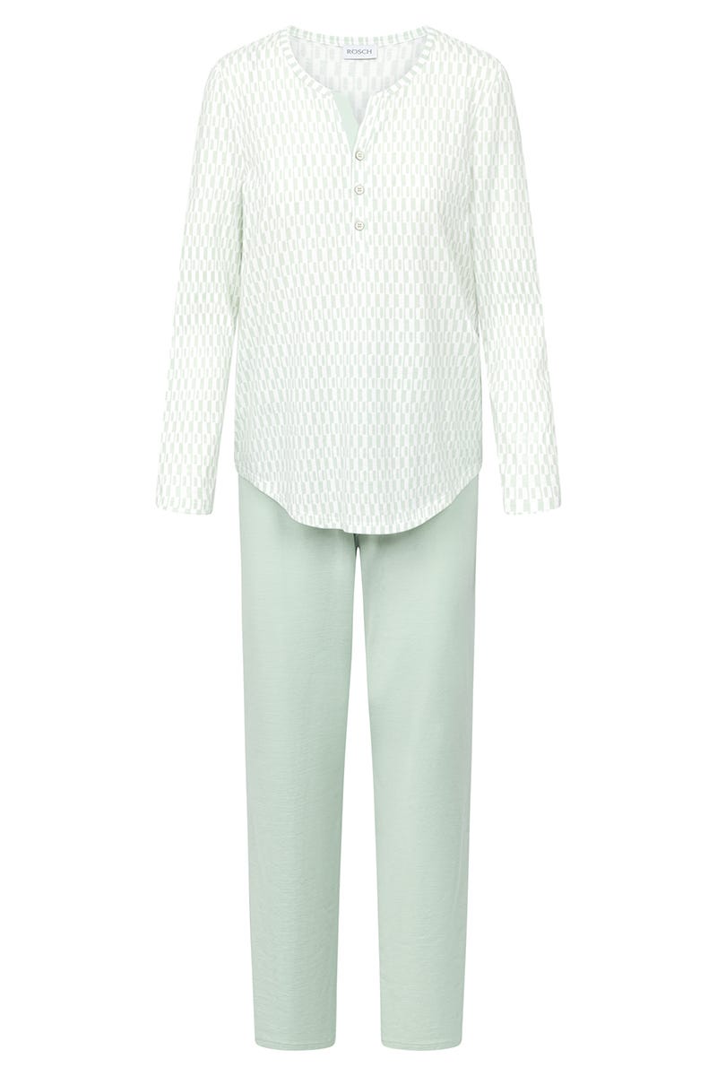 Rösch Pyjama im minimalistischen Grafikdruck Mintgrün 100% Baumwolle Bestseller