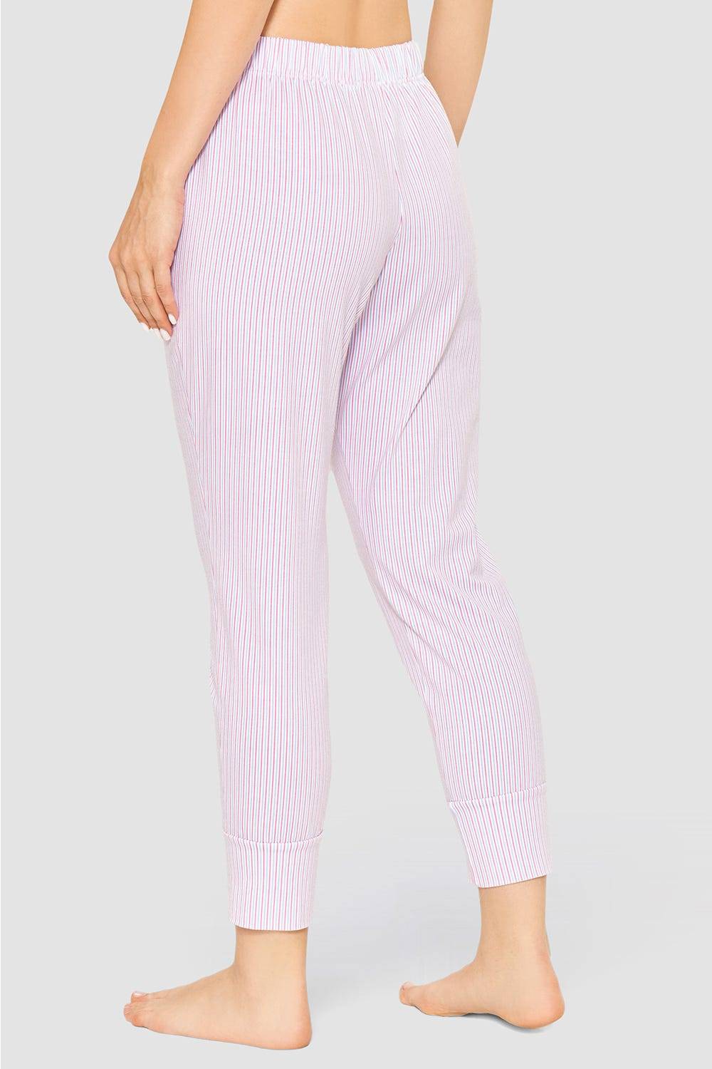 Rösch 7/8-Hose im Streifendruck Rosa-Blau Baumwolle/Elasthan Sonderangebot der Fabrik